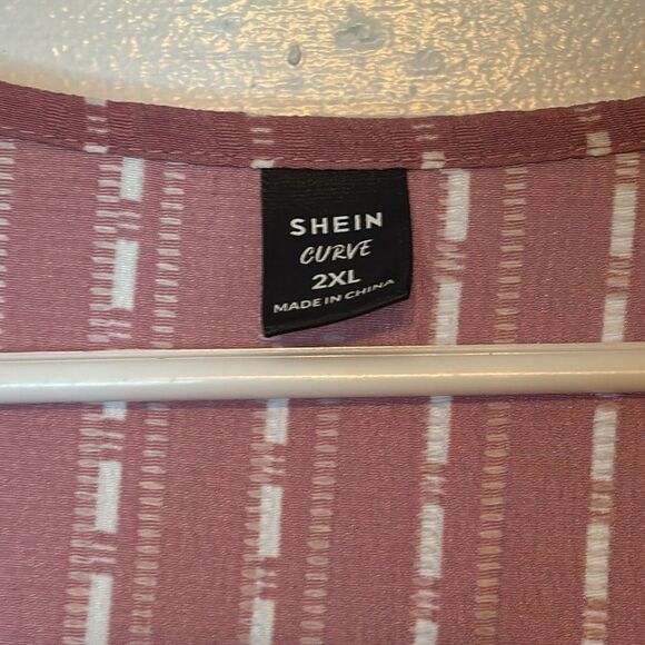 Women’s Dusty Pink and White Ruffle Sleeve Midi Dress with Back Tie Size 2XL - Picture 4 of 5